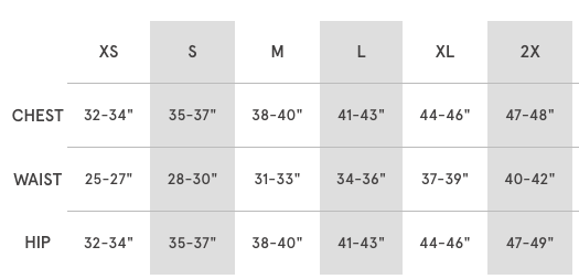 Sizing chart for Logo Fleece Bomber