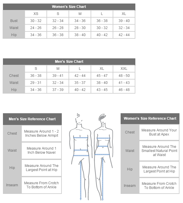 Sizing chart for Eco Fleece 'Love & Hope' Sweatshirt