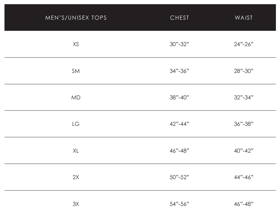 Sizing chart for 'Be Kind' T