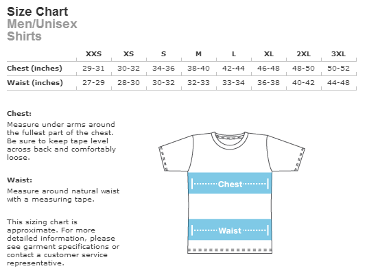 Sizing chart for Classic T